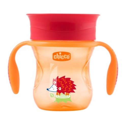 Hrnček Chicco 360 s držadlami 200 ml, oranžový 12m+