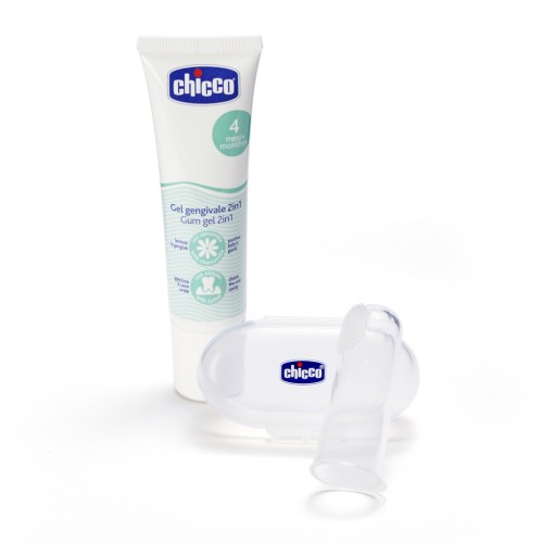 CHICCO Set zubný upokojujúci gél a kefka na prst s puzdrom 4m+ CHICCO Set zubný upokojujúci gél a kefka na prst s puzdrom 4m+