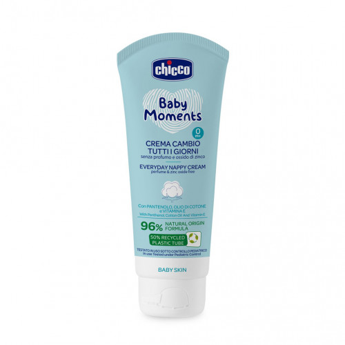 CHICCO Krém na detský zadoček Baby Moments bez parfému na každý deň 100ml, 0m+
