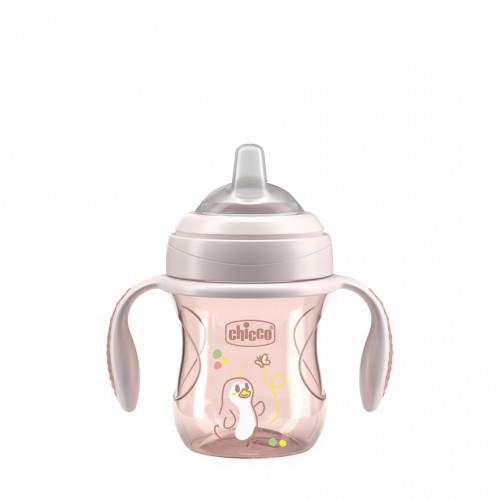 CHICCO Hrnček Transition učiaci s držadlami pink, 4m+ CHICCO Hrnček Transition učiaci s držadlami pink, 4m+