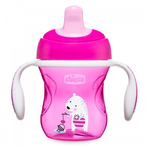 Hrnček Chicco Trénujeme s držadlami 200 ml, ružový 6m+ Hrnček Chicco Trénujeme s držadlami 200 ml, ružový 6m+