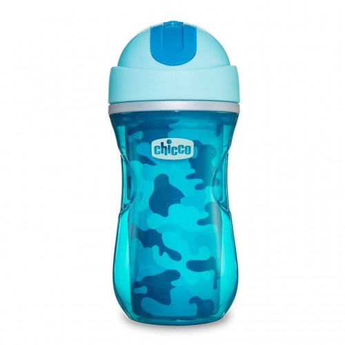 Hrnček Chicco Športový termo so slamkou 266 ml, modrý 14m+ Hrnček Chicco Športový termo so slamkou 266 ml, modrý 14m+