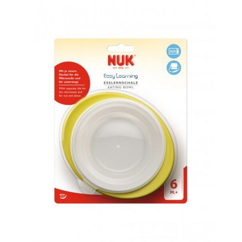 NUK EL Detská miska s 2 viečkami a prísavkou – zelená