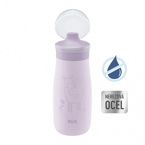 NUK Fľaša Mini-Me Sip nerezová - fialová 300ml, 9m+ NUK Fľaša Mini-Me Sip nerezová - fialová 300ml, 9m+