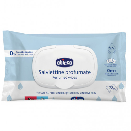 CHICCO Detské vlhčené utierky jemne parfumované 72 ks CHICCO Detské vlhčené utierky jemne parfumované 72 ks