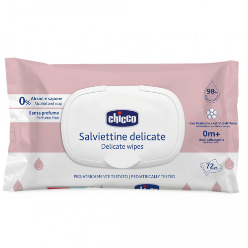 CHICCO Detské vlhčené utierky Delicate s harmančekom 72 ks CHICCO Detské vlhčené utierky Delicate s harmančekom 72 ks