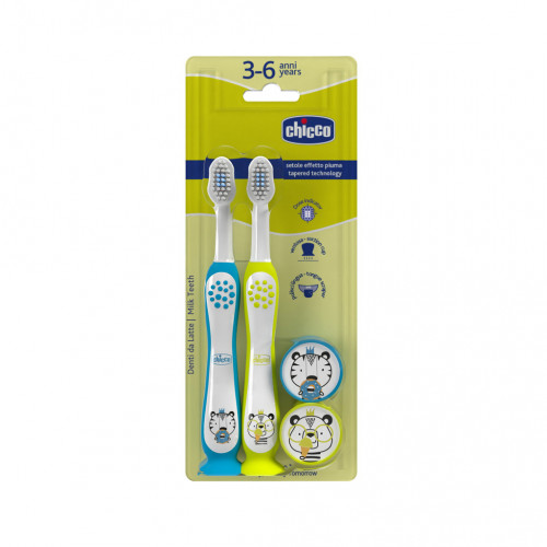 CHICCO Set zubných kefiek pre deti Tiger-Panda 3-6r, 2ks CHICCO Set zubných kefiek pre deti Tiger-Panda 3-6r, 2ks