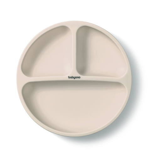 BABYONO Tanier silikónový s prísavkou - beige 6m+