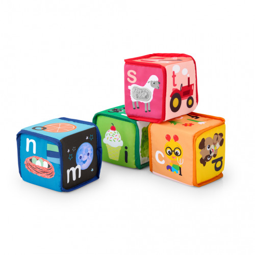 BABY EINSTEIN Hračka textilná kocky abeceda Alpha Stacks™ 4ks, 3m+