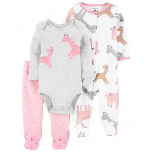 CARTER'S Set 3dielny overal na cvoky, polodupačky, body dl. rukáv Giraffe dievča LBB PRE, veľ. 46