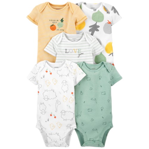 CARTER'S Body krátky rukáv Veggies neutrál LBB 5ks PRE, veľ. 46