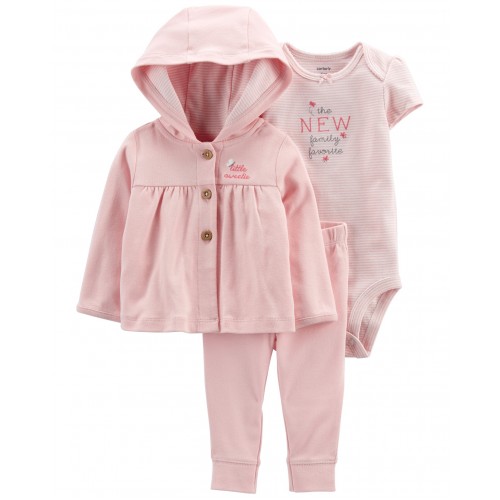 CARTER'S Set 3dielny mikina, tepláky, body kr. rukáv Pink Butterfly dievča LBB NB, veľ. 56