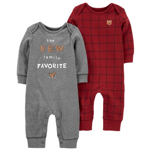CARTER'S Overal bez nožičiek Red Grey chlapec LBB 2ks NB /veľ.56