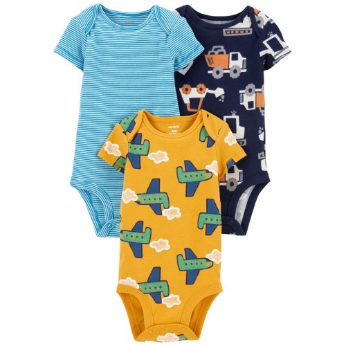 CARTER'S Body krátky rukáv Machines chlapec 3ks NB/ veľ. 56