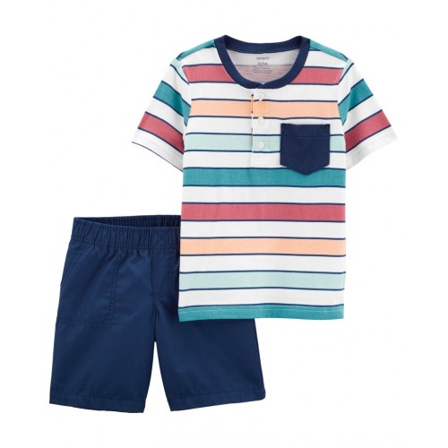 CARTER'S Set 2dielny tričko kr. rukáv, kraťasy Color Stripes chlapec 6m CARTER'S Set 2dielny tričko kr. rukáv, kraťasy Color Stripes chlapec 6m