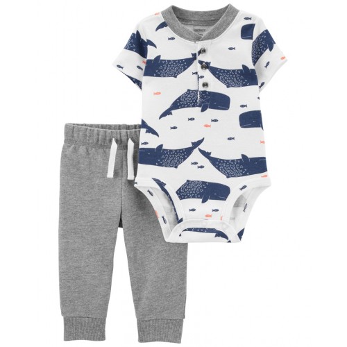 CARTER'S Set 2dielny tepláky, body kr. rukáv Grey Whale chlapec NB/ veľ. 56 CARTER'S Set 2dielny tepláky, body kr. rukáv Grey Whale chlapec NB/ veľ. 56