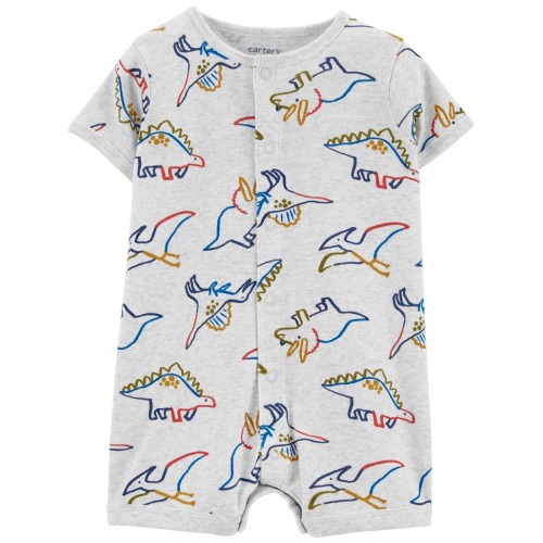 CARTER'S Overal letný krátky rukáv Grey Dino chlapec NB/ veľ. 56