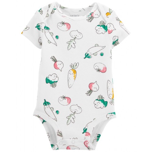 CARTER'S Body krátky rukáv Ivory Vegetables dievča NB/ veľ. 56