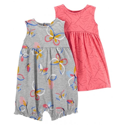 CARTER'S Set 2dielny overal letný, šaty s nohavičkami BluePink dievča NB/ veľ. 56 CARTER'S Set 2dielny overal letný, šaty s nohavičkami BluePink dievča NB/ veľ. 56