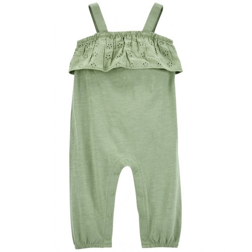 CARTER'S Overal bez nožičiek na ramienka Green Embroidery dievča 6m