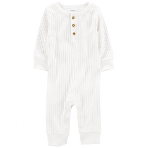CARTER'S Overal bez nožičiek White Henley neutrál NB/ veľ. 56