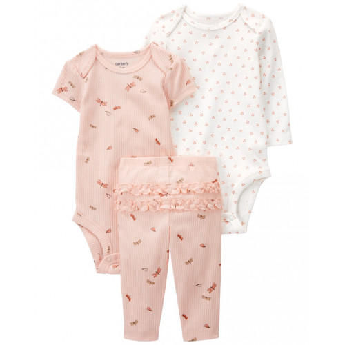 CARTER'S Set 3dielny body dl. rukáv, body kr. rukáv, legíny Pink Dragonfly dievča 6m/ veľ. 68