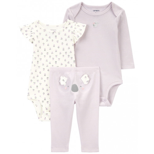 CARTER'S Set 3dielny body dl. rukáv, body kr. rukáv, legíny Purple Stripe/Koala dievča 24m/ veľ. 92