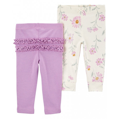 CARTER'S Tepláky/legíny Purple Floral dievča 2ks 24m/ veľ. 92