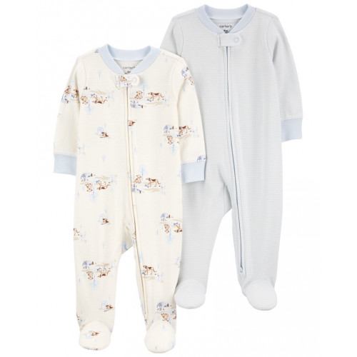 CARTER'S Overal na zips Sleep&Play Blue Dog/Stripe chlapec 2ks 6m/ veľ. 68