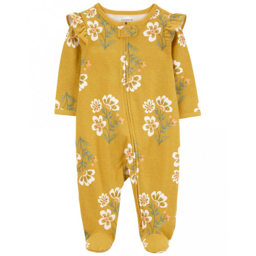 CARTER'S Overal na zips Sleep&Play Mustard Floral dievča 6m/ veľ. 68