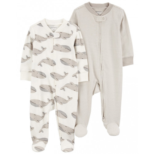 CARTER'S Overal na zips Sleep&Play Gray Whale/Stripe neutrál 2ks 6m/ veľ. 68