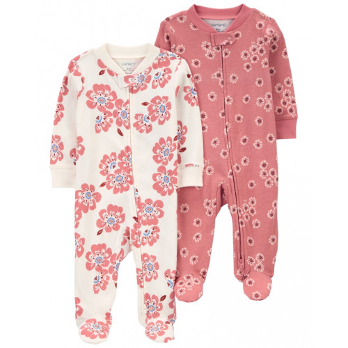 CARTER'S Overal na zips Sleep&Play Pink/Ivory Floral dievča 2ks 6m/ veľ. 68