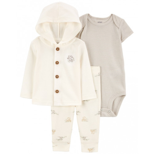 CARTER'S Set 3dielny svetrík, legíny, body kr. rukáv Ivory Elephant neutrál MFL 9m/ veľ. 74