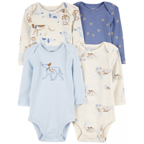 CARTER'S Body dlhý rukáv Blue/Ivory chlapec 4ks 24m/ veľ. 92