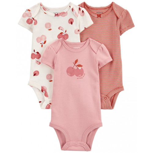 CARTER'S Body krátky rukáv Pink Cherry dievča 3ks 6m/ veľ. 68