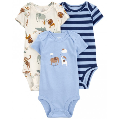 CARTER'S Body krátky rukáv Blue Animals chlapec 3ks 24m/ veľ. 92