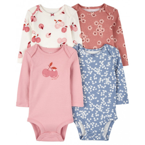 CARTER'S Body dlhý rukáv Pink/Blue Floral dievča 4ks NB/ veľ. 56