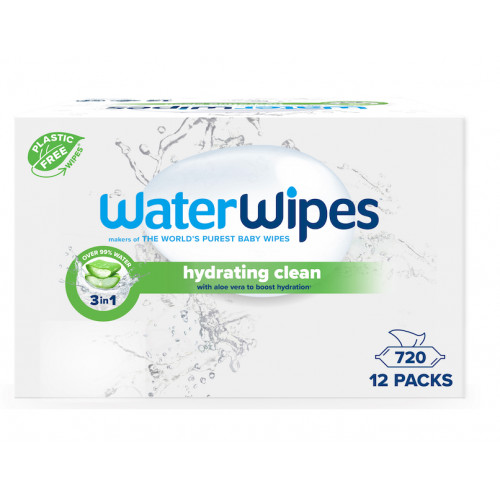 12x WATERWIPES Obrúsky vlhčené Hydrating clean bez obsahu plastov 60 ks ( 720 ks ) 12x WATERWIPES Obrúsky vlhčené Hydrating clean bez obsahu plastov 60 ks ( 720 ks )