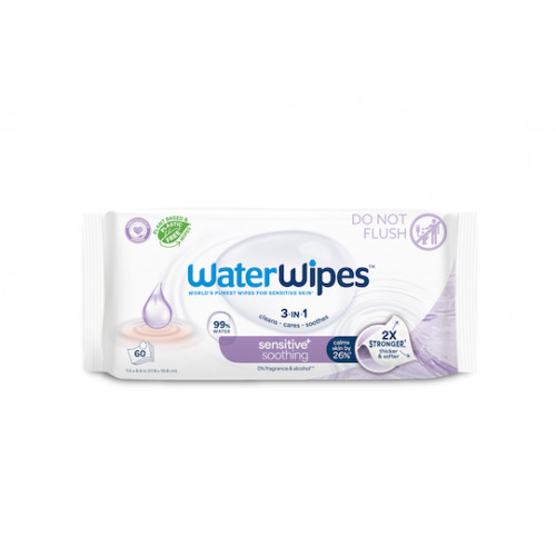 12x WATERWIPES Ubrúsky vlhčené Soothing clean bez obsahu plastov 60 ks ( 720 ks )