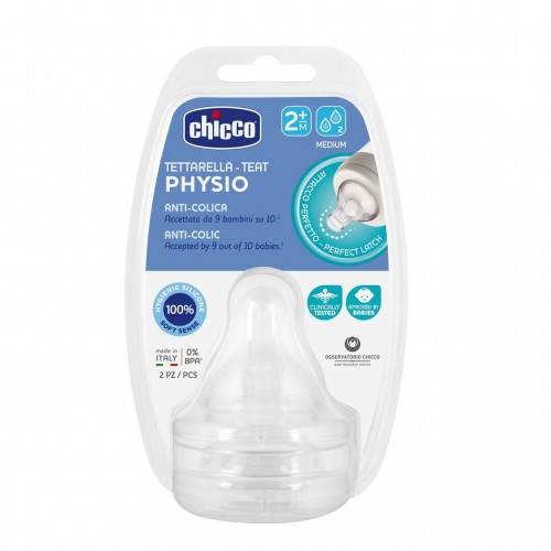 CHICCO Cumlík na fľašu Perfect 5 fyziologický silikón, stredný prietok 2 m+, 2 ks CHICCO Cumlík na fľašu Perfect 5 fyziologický silikón, stredný prietok 2 m+, 2 ks