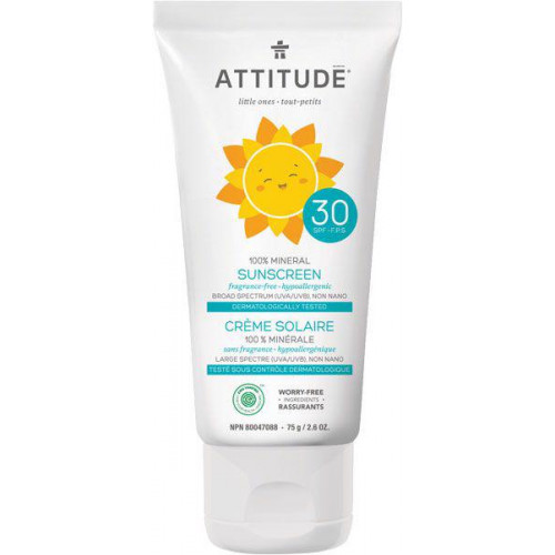 ATTITUDE Detský 100% minerálny opaľovací krém (SPF 30) bez vône 75 g ATTITUDE Detský 100% minerálny opaľovací krém (SPF 30) bez vône 75 g
