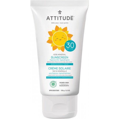 ATTITUDE Detský 100% minerálny opaľovací krém (SPF 30) bez vône 150 g ATTITUDE Detský 100% minerálny opaľovací krém (SPF 30) bez vône 150 g