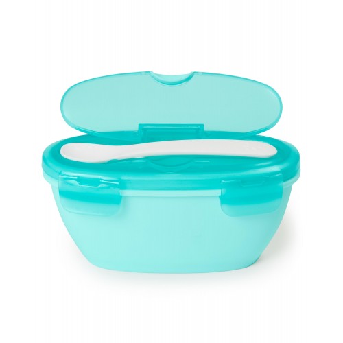 Miska s lyžičkou v ochrannom púzdre Easy Serve Teal 240ml, 3m+