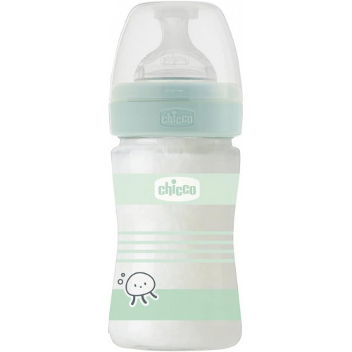 CHICCO Fľaša dojčenská sklo Well-being silikón 150ml uni CHICCO Fľaša dojčenská sklo Well-being silikón 150ml uni
