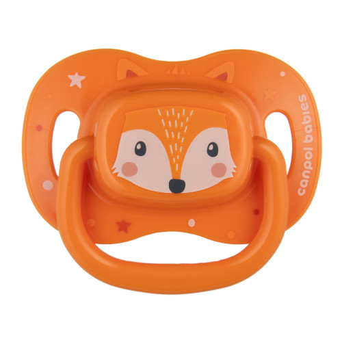 CANPOL BABIES Cumlík silikónový symetrický Cute animals 18m+ 1ks oranžový