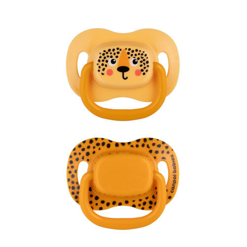 CANPOL BABIES Set symetrických silikónových cumlíkov BabiesBoo 6-18m 2ks oranžový
