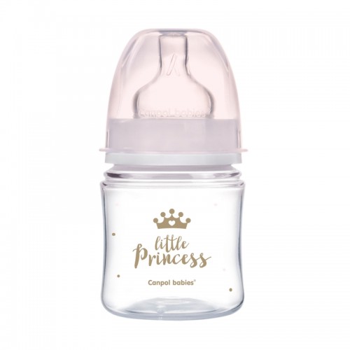 CANPOL BABIES Fľaša so širokým hrdlom Royal Baby 120 ml ružová