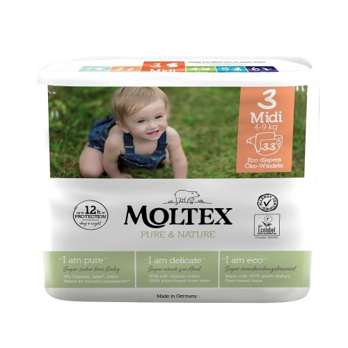 MOLTEX Pure & Nature Plienky Midi 4-9 kg - ekonomické balenie (6 x 33 ks)