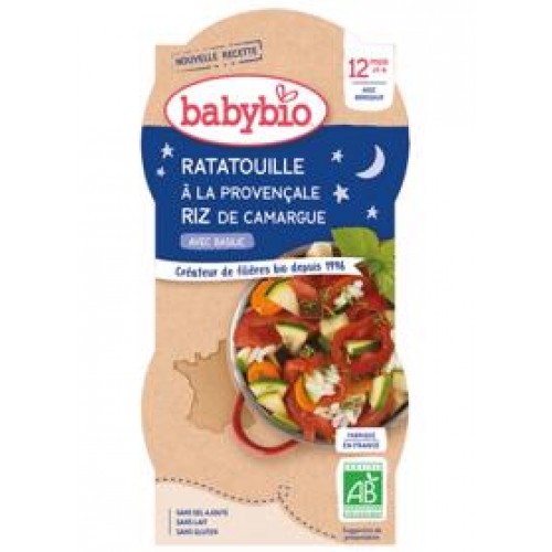 2x BABYBIO Večerné menu ratatouille po provensálsky s ryžou (200 g)