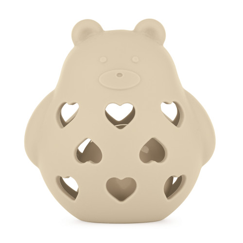 PETITE&MARS Hračka silikónová s hrkálkou Bear Basil Desert Sand 0m+